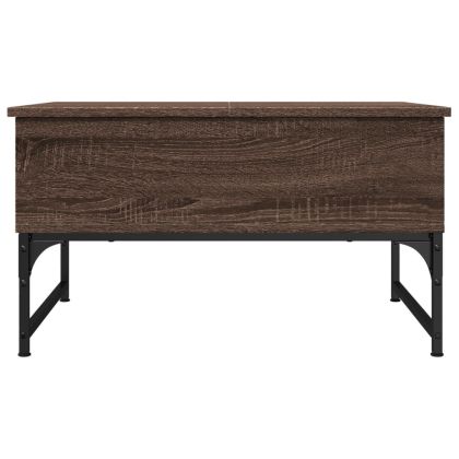 Кафе маса, кафяв дъб, 70x50x40 см, инженерно дърво и метал