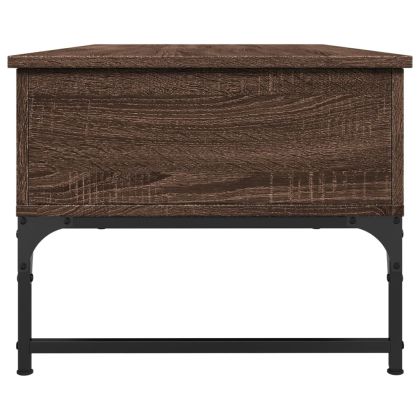 Кафе маса, кафяв дъб, 100x50x40 см, инженерно дърво и метал