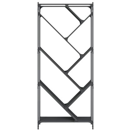 Библиотека, черен, 79x30x180 см, инженерно дърво и метал