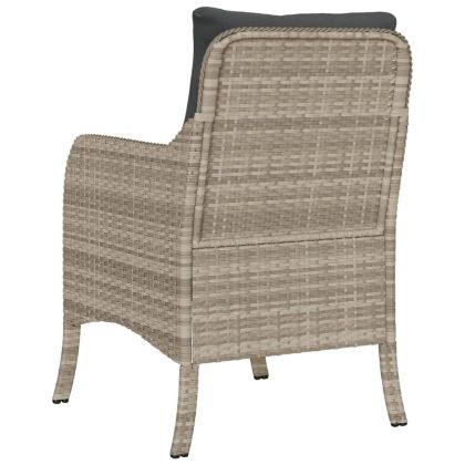 Градински столове с възглавници, 2 бр, светлосив, полиратан