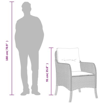 Градински столове с възглавници, 2 бр, светлосив, полиратан