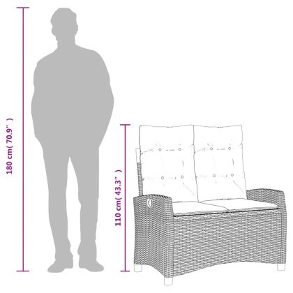 Градински трапезен комплект 2 части с възглавници сив полиратан