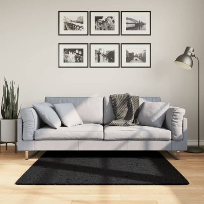Шаги килим с дълъг косъм "PAMPLONA" модерен черен 120x120 см