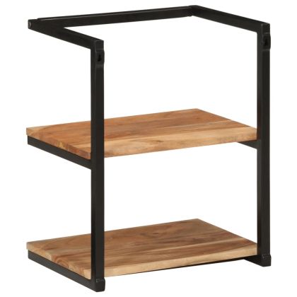 Рафт за стена, 40x30x50 см, акациево дърво масив и желязо