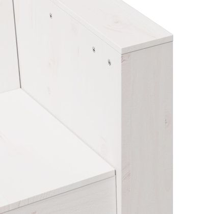 Градински диван, 2-местен, бял, 134x60x62 см, бор масив