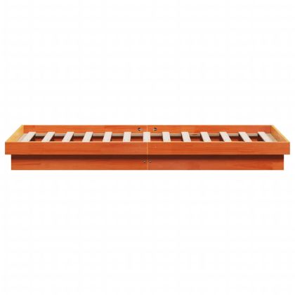 LED рамка за легло восъчнокафяв 150x200 см борово дърво масив