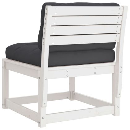 Градински дивани с възглавници, 2 бр, бял борово дърво масив