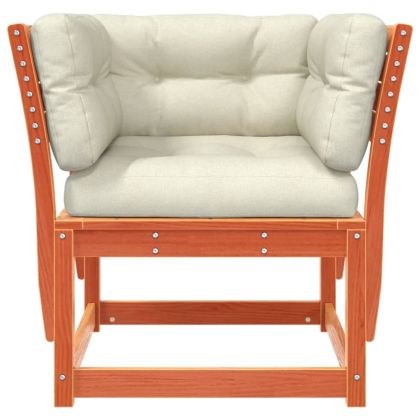 Градинско кресло с подлакътник, с възглавници, восъчнокафяв