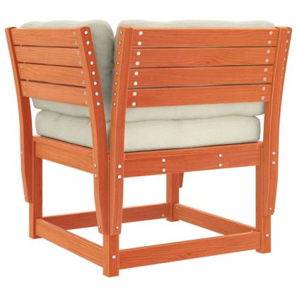 Градинско кресло с подлакътник, с възглавници, восъчнокафяв