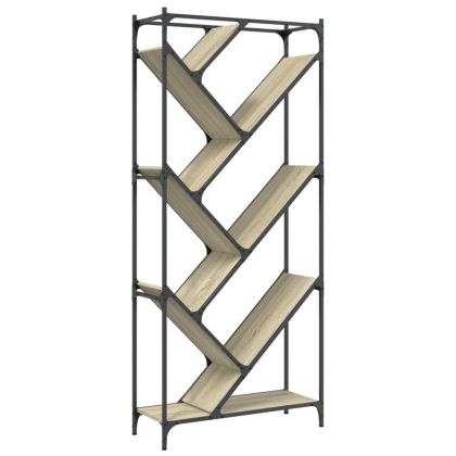 Библиотека, дъб сонома, 79x30x180 см, инженерно дърво и метал