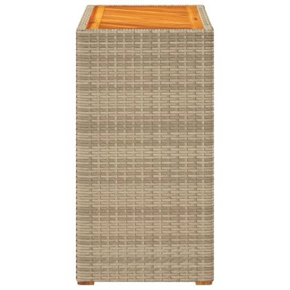 Градинска маса с дървен плот бежова 60x40x75 см полиратан