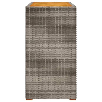 Градинска маса с дървен плот сива 100x40x75 см полиратан