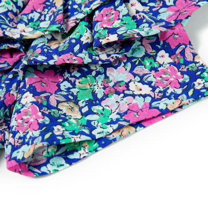 Детска рокля с къдрави ръкави, кобалтово синьо, 128