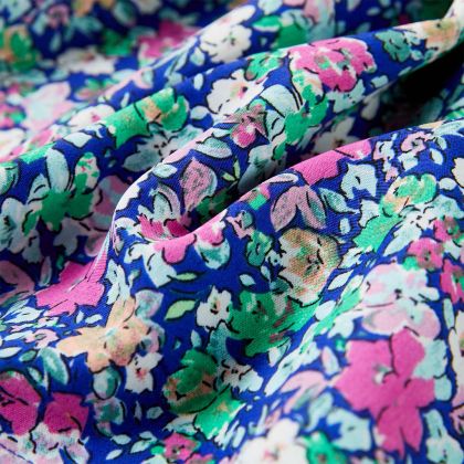 Детска рокля с къдрави ръкави, кобалтово синьо, 128