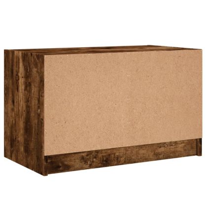 ТВ шкаф със стъклени врати, опушен дъб, 68x37x42 см