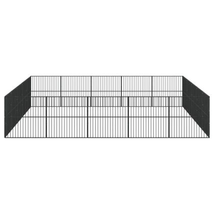 Кошара за кучета с 20 панела, черна, поцинкована стомана