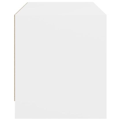 ТВ шкаф със стъклени врати, бял, 68x37x42 см