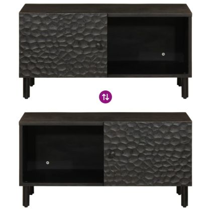 Кафе маса, черна, 80x50x40 см, мангово дърво масив