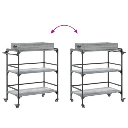 Кухненска количка, сив сонома, 81,5x41x92,5 см, инженерно дърво