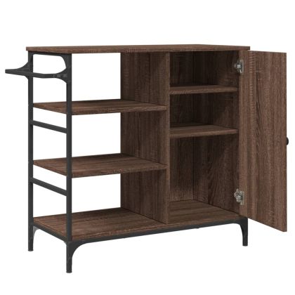 Кухненска количка кафяв дъб 87,5x38,5x84,5 см инженерно дърво