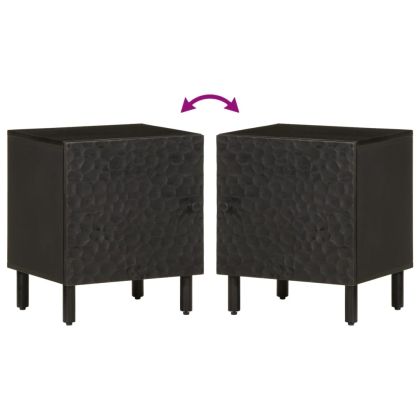 Нощни шкафчета, черни, 2 бр, 40x33x46 см, манго масив
