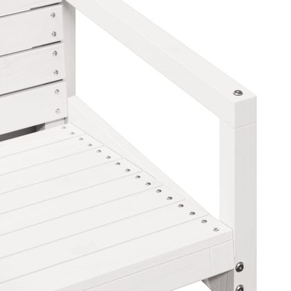 Градински лаундж комплект, 3 части, бял, бор масив