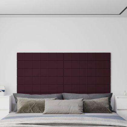Стенни панели, 12 бр, лилави, 90x15 см, плат, 1,62 м²