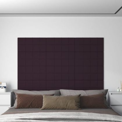 Стенни панели, 12 бр, лилави,60x30 см, плат, 2,16 м²