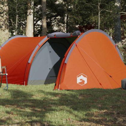 Къмпинг палатка тунелна за 4 човека сиво-оранжево водоустойчива