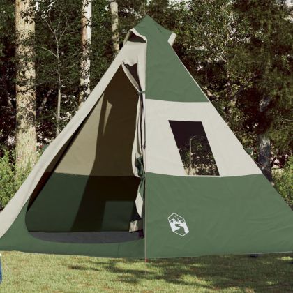 Къмпинг палатка типи, 7-местна, зелена, водоустойчива