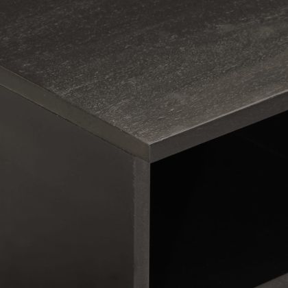 ТВ шкаф, черен, 80x33x46 см, мангово дърво масив