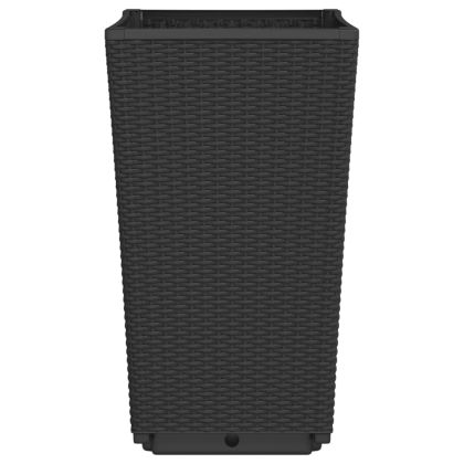 Градински кашпи, 4 бр, черни, 32,5x32,5x57 см, PP