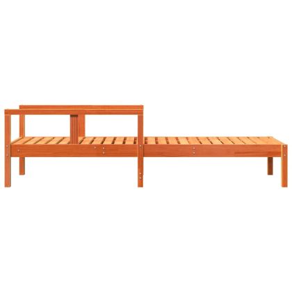 Шезлонг, восъчнокафяв, 199,5x62x55 см, борово дърво масив