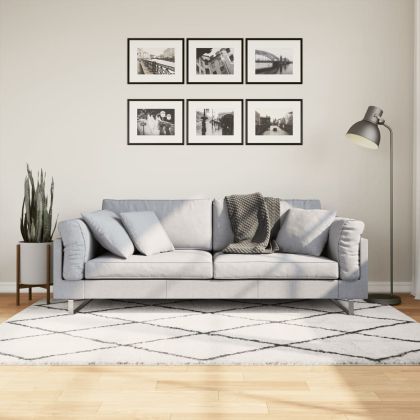 Шаги килим с дълъг косъм "PAMPLONA", кремаво-черен, 140x200 см