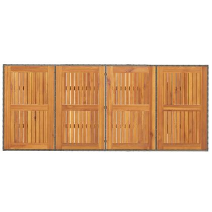 Градинска маса с плот от акация, сиво, 190x80x74 см, полиратан