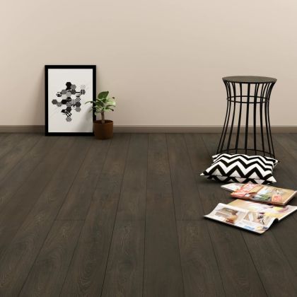 Самозалепващи подови дъски, 4,46 м², 3 мм, PVC, тъмнокафяви