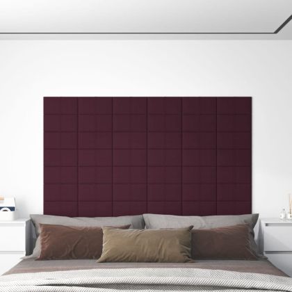 Стенни панели, 12 бр, лилави,30x15 см, плат, 0,54 м²