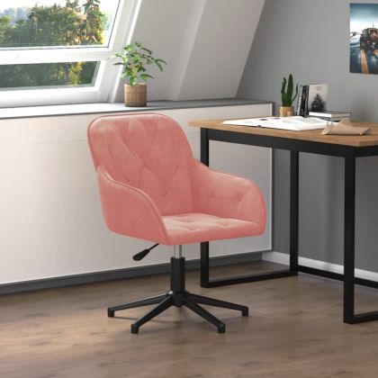 Въртящ се офис стол, розов, кадифе