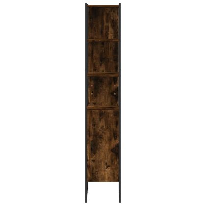 Шкаф за баня, опушен дъб, 33x33x185,5 см, инженерно дърво