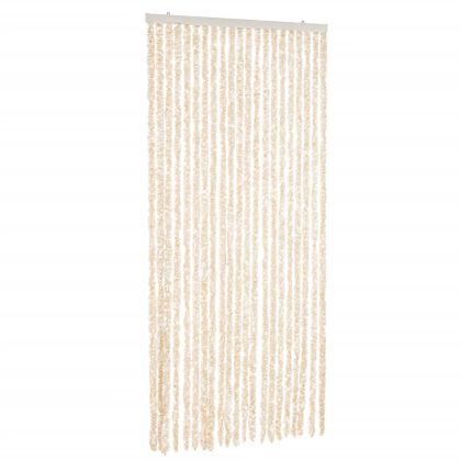 Ресни за врата против мухи, бежово и бяло, 100x220 см, шенил