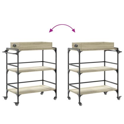 Кухненска количка, дъб сонома, 81,5x41x92,5 см, инженерно дърво