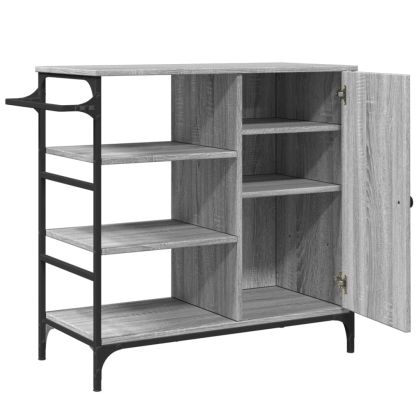Кухненска количка сив сонома 87,5x38,5x84,5 см инженерно дърво