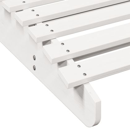 Шезлонг, бял, 205x60x31,5 см, борово дърво масив