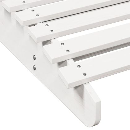 Шезлонг, бял, 205x70x31,5 см, борово дърво масив