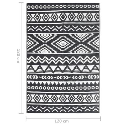 Килим за открито, ARAKIL черен, 120x180 см, PP