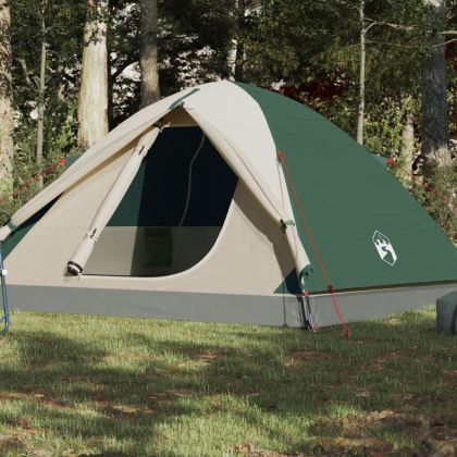 Куполна къмпинг палатка, 3-местна, зелена, водоустойчива