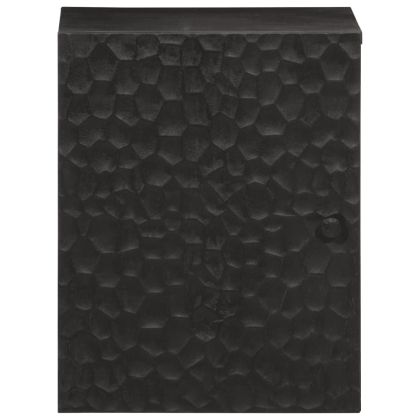 Стенен шкаф за баня, черен, 38x33x48 см масивно мангово дърво