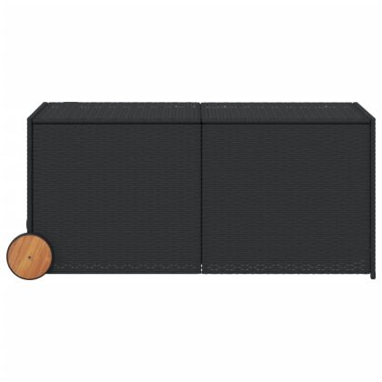 Градинска кутия за съхранение с колела черна 283 л полиратан