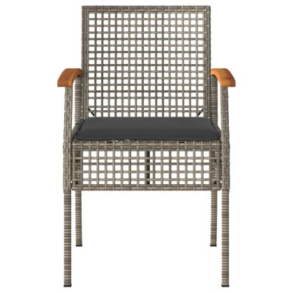 Градински лаундж комплект с възглавници 4 части сив полиратан