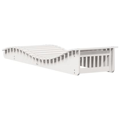 Шезлонги, 2 бр, бели, 205x60x31,5 см, борово дърво масив